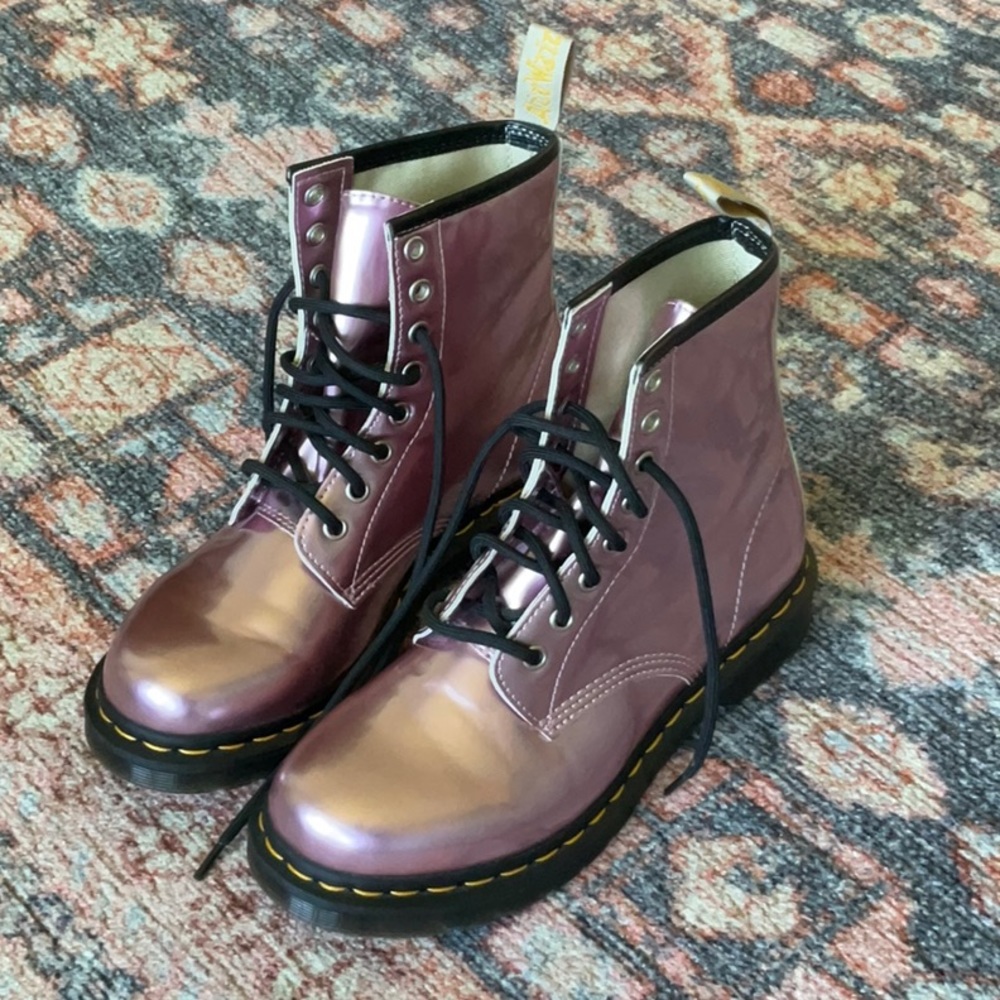 Dr Martens Vegan Pink Metallic 1460 Combat Boot